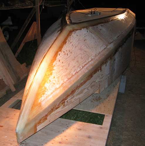 The seams on the outside of the boat are complete