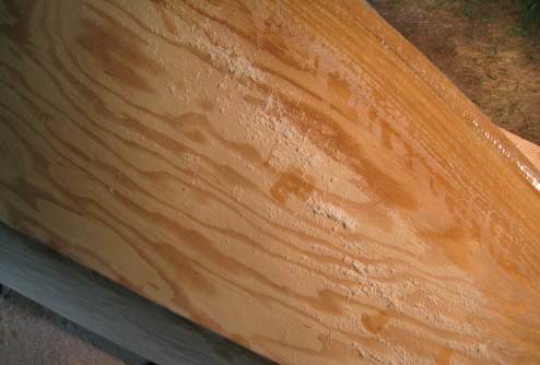 Feathering edge of applied fiberglass on the bow