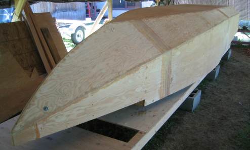 Front quarter view of filled seams