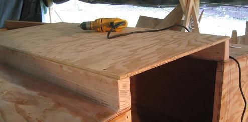 Part of walk-through permanently covered in plywood