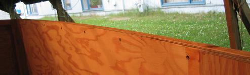 Wood strip screwed from the inside