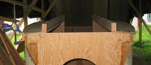 Cut roof panels and roof beams in place on cabin to check fit