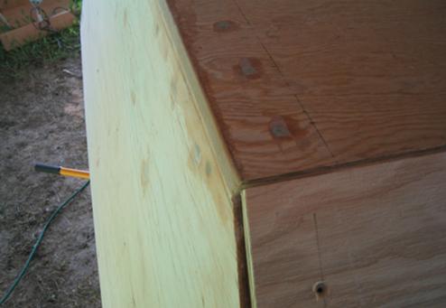 Getting ready to fill the bilge panel gap with epoxy mixed with wood flour