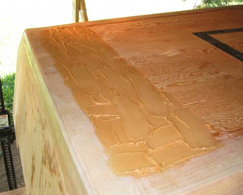 Epoxy putty applied to hollow on bottom