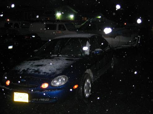 Hooking up boat to car Saturday am in the snow