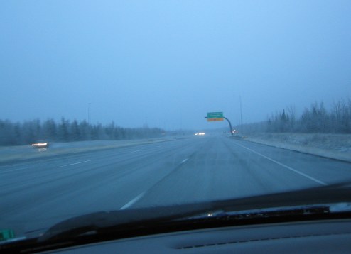 Driving on highway by Eagle River