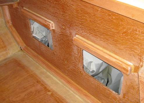 The other three bags were inserted underneath the transom well deck