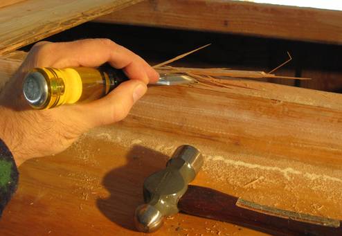 Chiseling unwanted wood