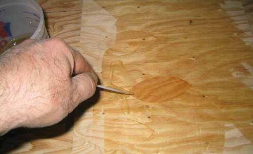Applying epoxy to the plywood butt joint