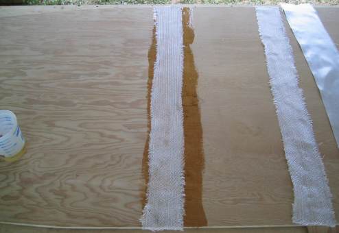 First bi-axial tape being applied