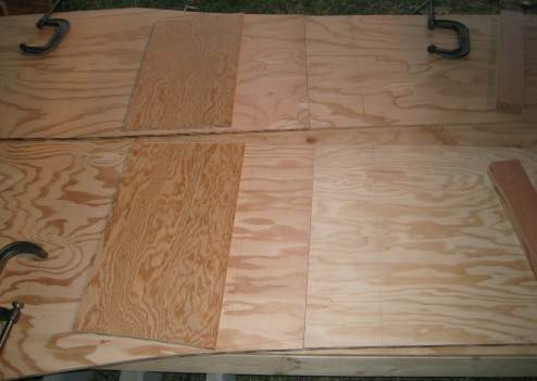 Plywood butt piece at the ready