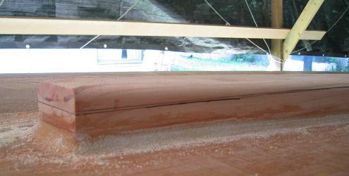 The keel was tapered down (flattened) to just 3/4-inch above the hull using a belt sander
