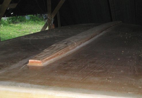 The final shape of the keel just prior to applying a coat of epoxy