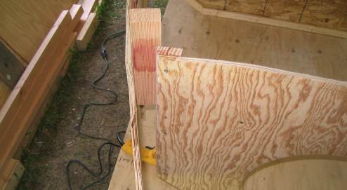Block of wood against clamp holding side away from Bulkhead 4