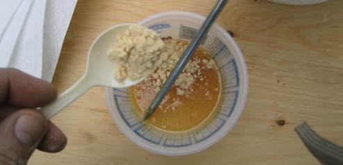 Mixing Pine Flour into Epoxy to make putty