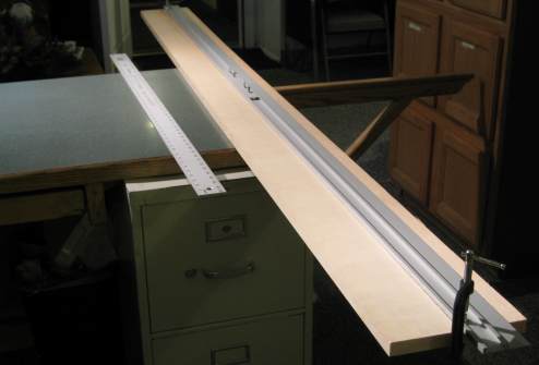 Drawing center line on plank