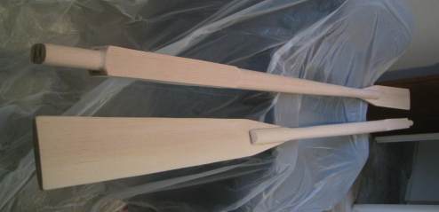 Getting ready to varnish the oars