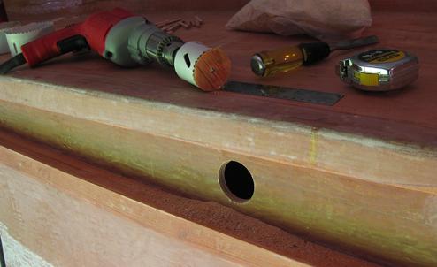 Hole saw used to cut opening for portlights