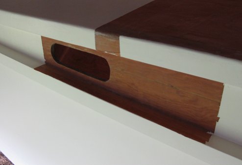 Some part of boat left unpainted for future epoxy work