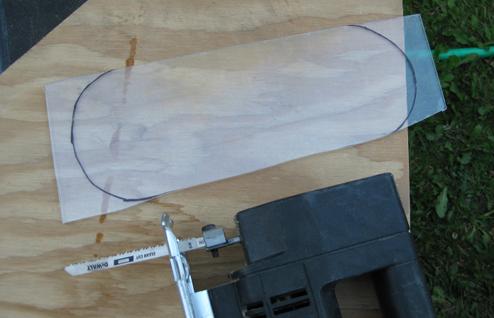 I transferred the outer line pattern to 1/8-inch Plexiglas