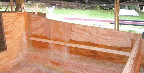 Starboard stiffener epoxied in place