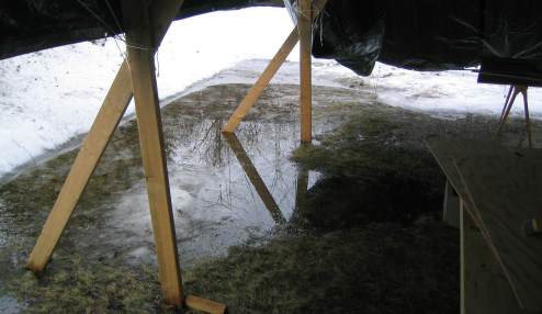 Beginning of the flood under the tarp, and the Ark is not ready