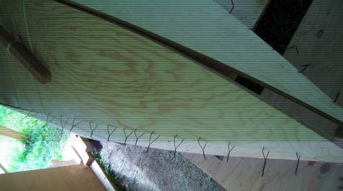 Beginning to draw the bow bilge inwards