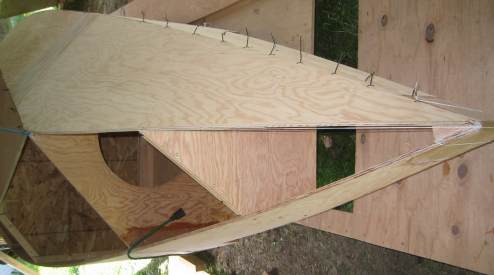 Starboard bilge is tied on--Center line is placed