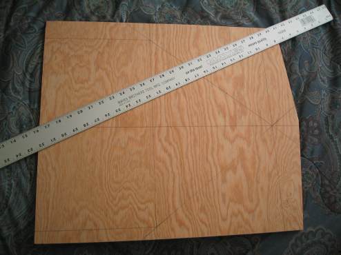 Outline of temporary form 2 drawn on plywood