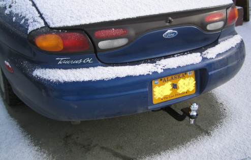 Ball mounted to the receiver in the hitch