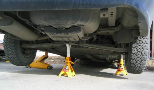 Putting the car up on jacks