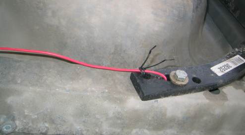 Snaking the power wire through bottom of trunk