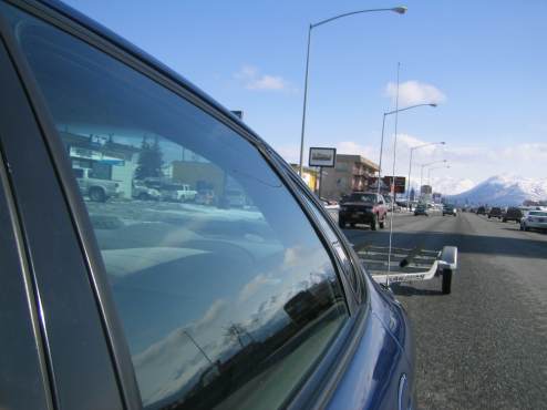 Towing the trailer down 5th Avenue