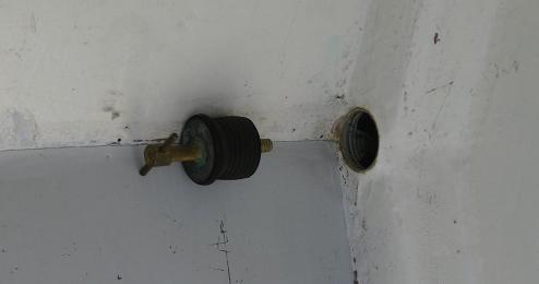 The inside seal to the transom drain pipe still going strong after 3 years