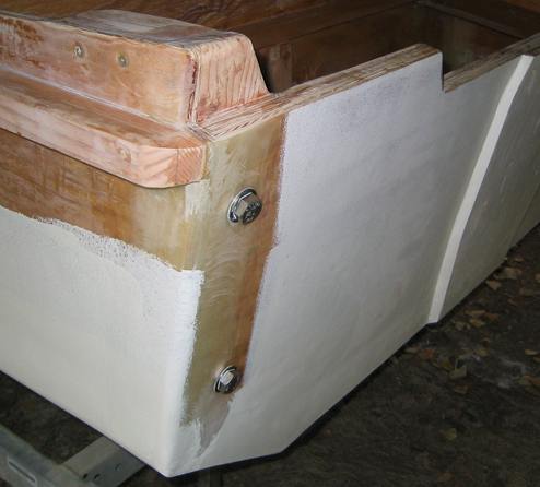 The bolts are set and tightened up in the transom