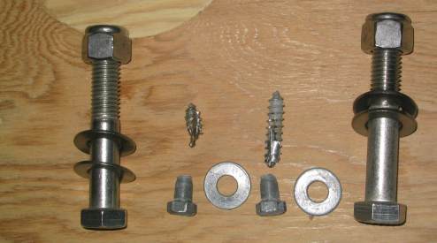 Replacement bolts and damaged ones side by side